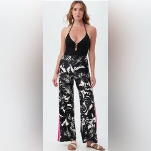 Trina Turk Lennox Beach Pants Wide Slit Leg Swimsuit Cover Up Pants  S NWT